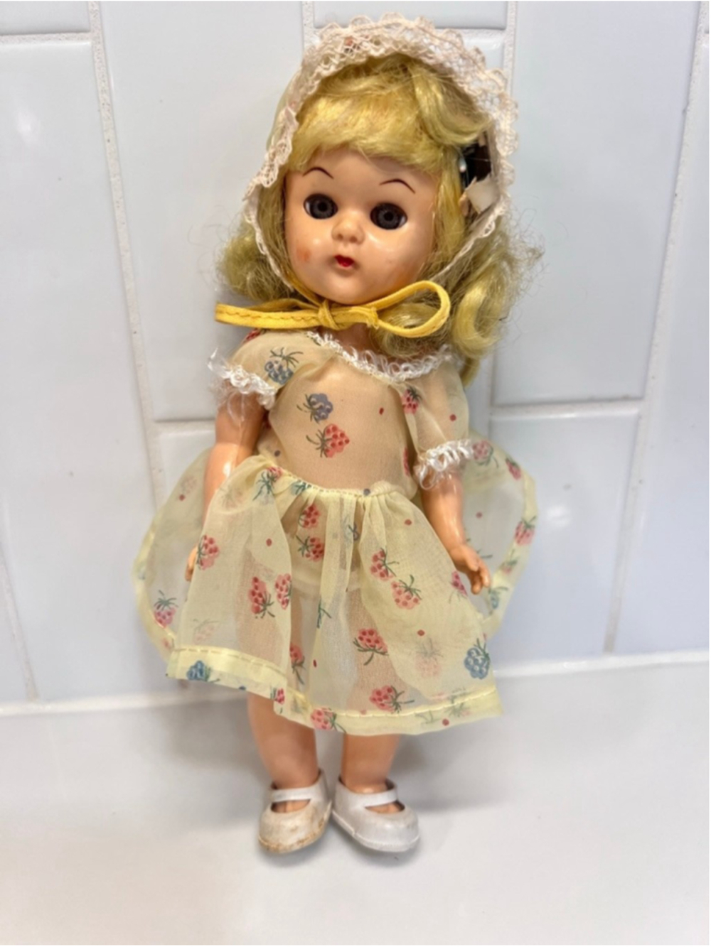 Vintage 8" Walker Doll Blonde Hair 1950's Sleep Eyes Head Moves